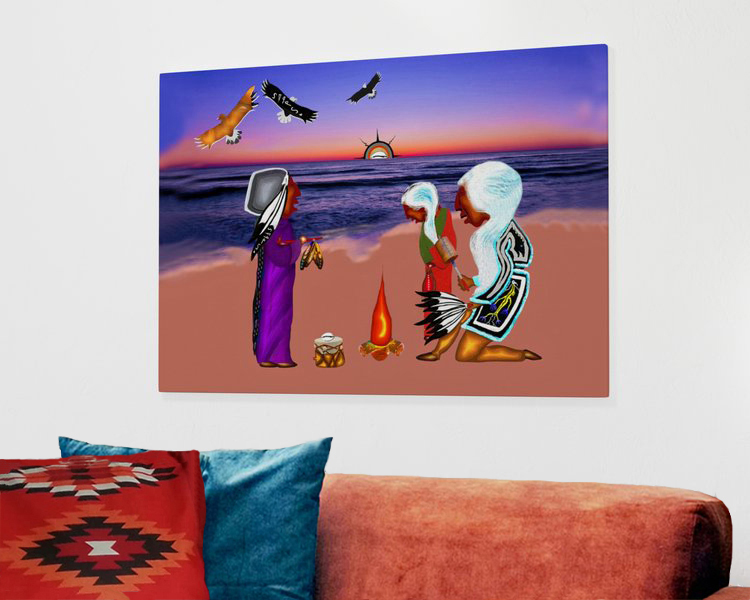 Dawn of the Three Fires canvas print over table