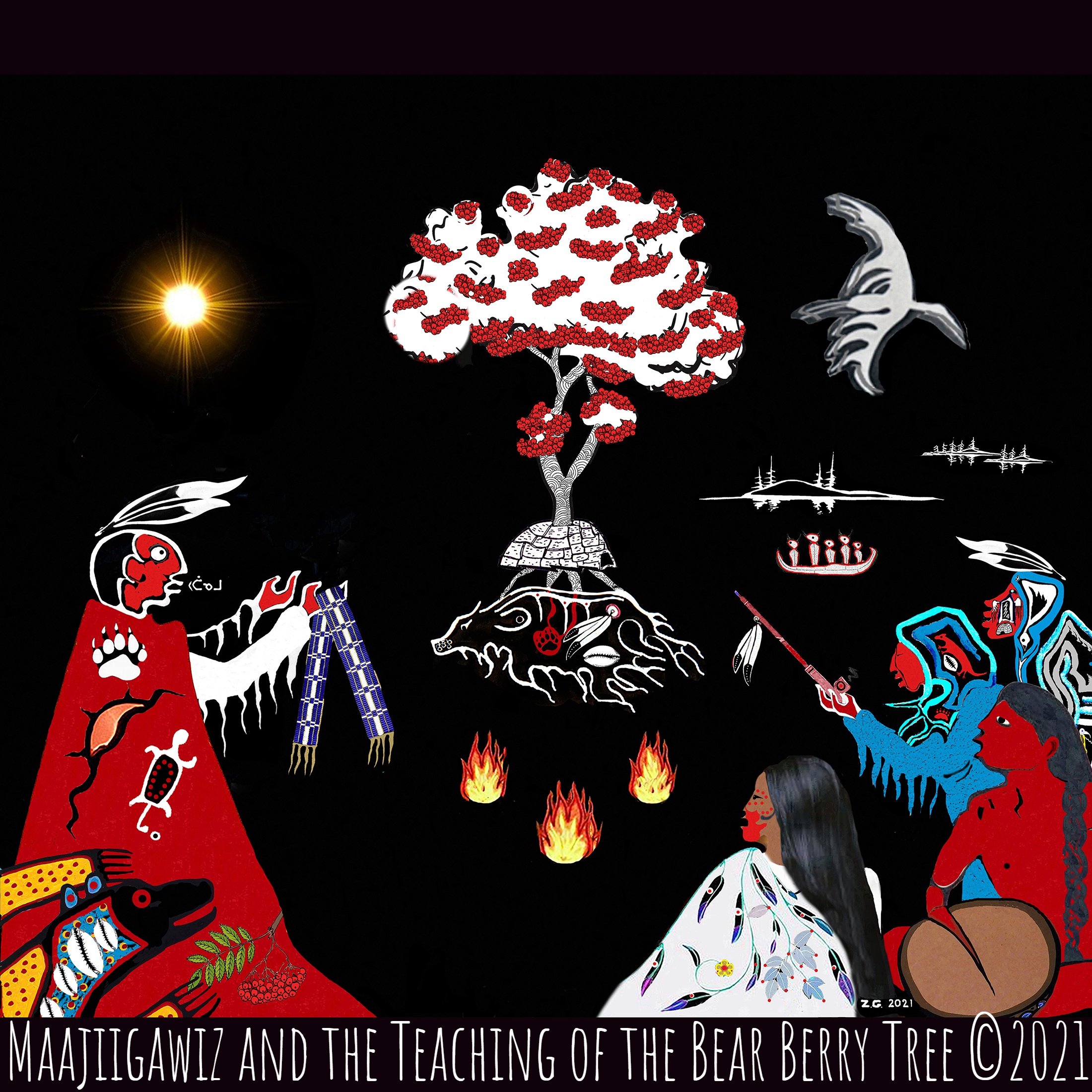 Maajiigawiz and the Teaching of the Bear Berry Tree art print