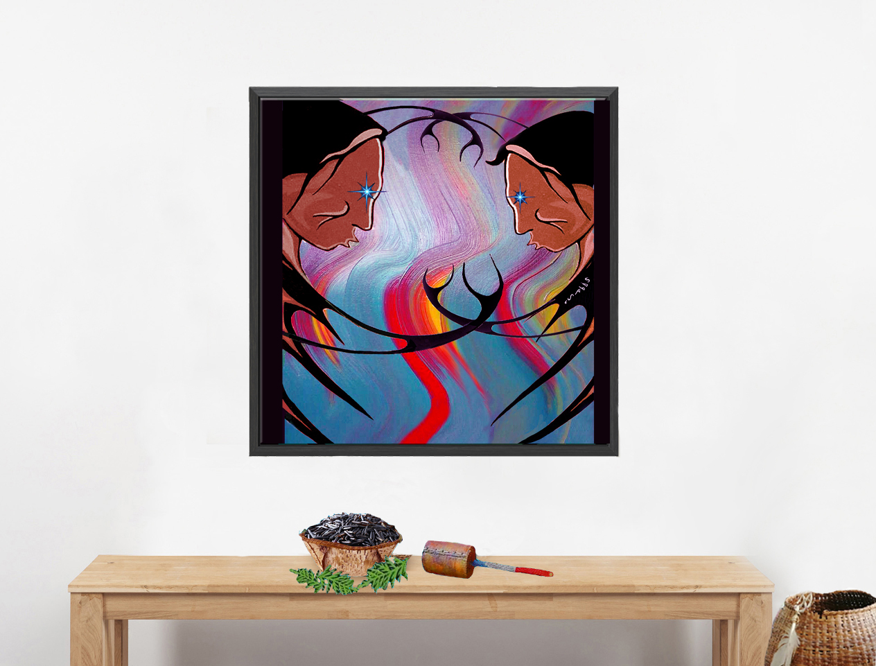 The Great Battle Between the Morning star and the Evening Star framed canvas wall print