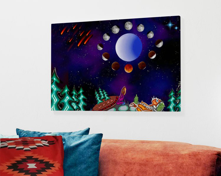 Mother Earth and the Dance of the 13 Moons canvas print over couch